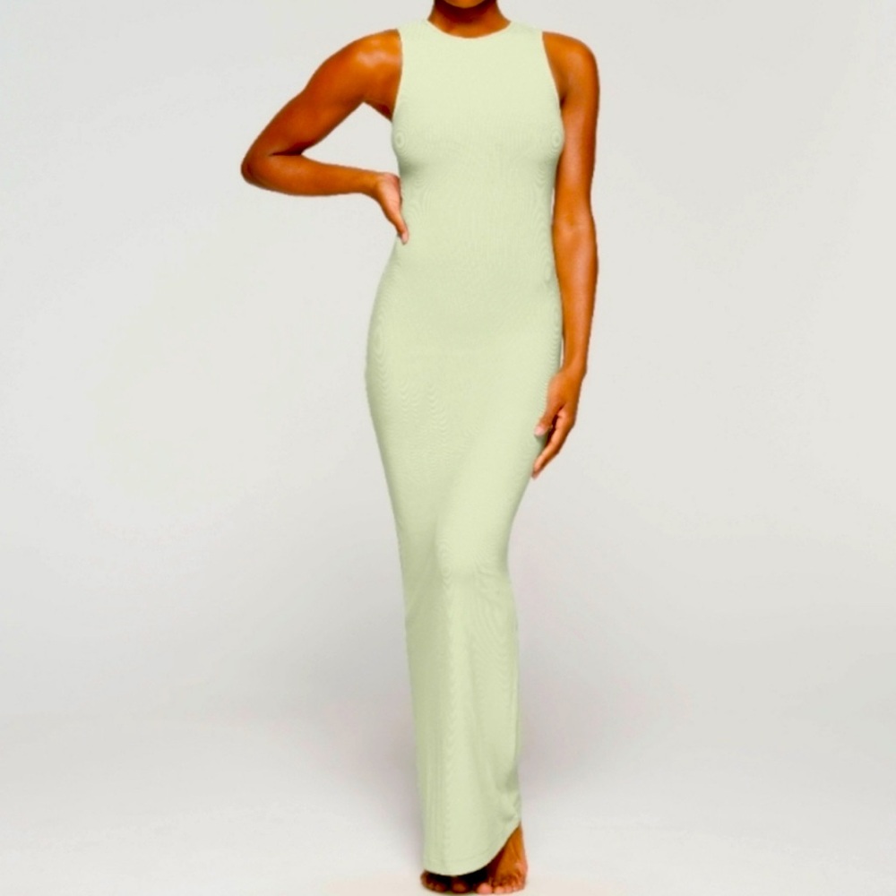 SKIMS Honeydew High Neck Maxi Dress